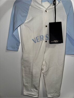 Versace Light Blue & White Raglan One-Piece Sleep Suit